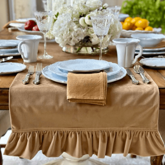 Velvet Harvest Gold Runner, With Ruffle 90"