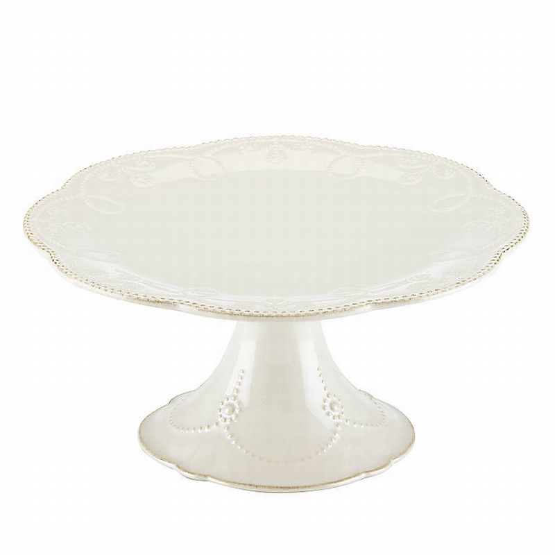 French Perle White Cake Plate
