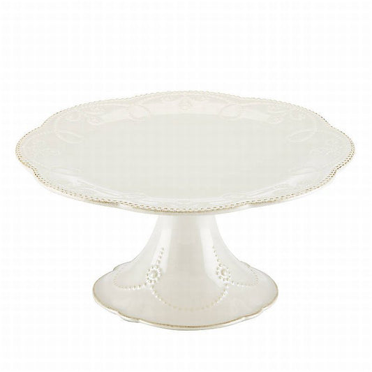 French Perle White Cake Plate