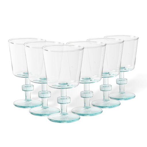 Set/6 recycled wine glasses, Green