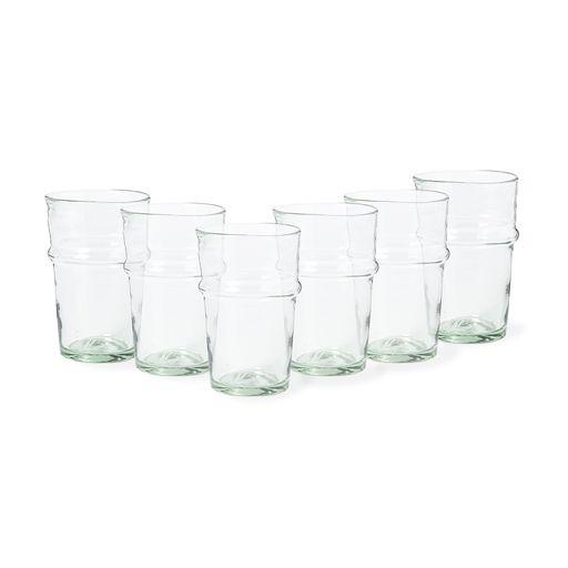 Set/6 Recycled tall glass tumblers, Green