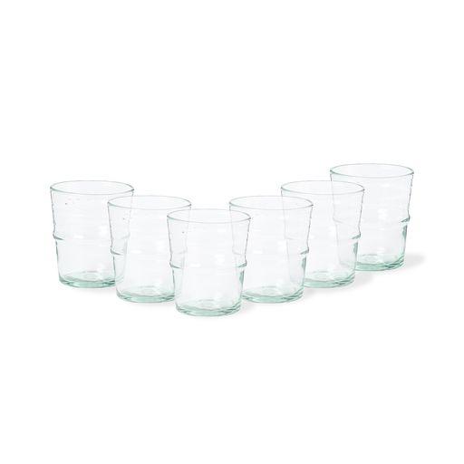 Set/6 Recycled low glass tumblers, Green