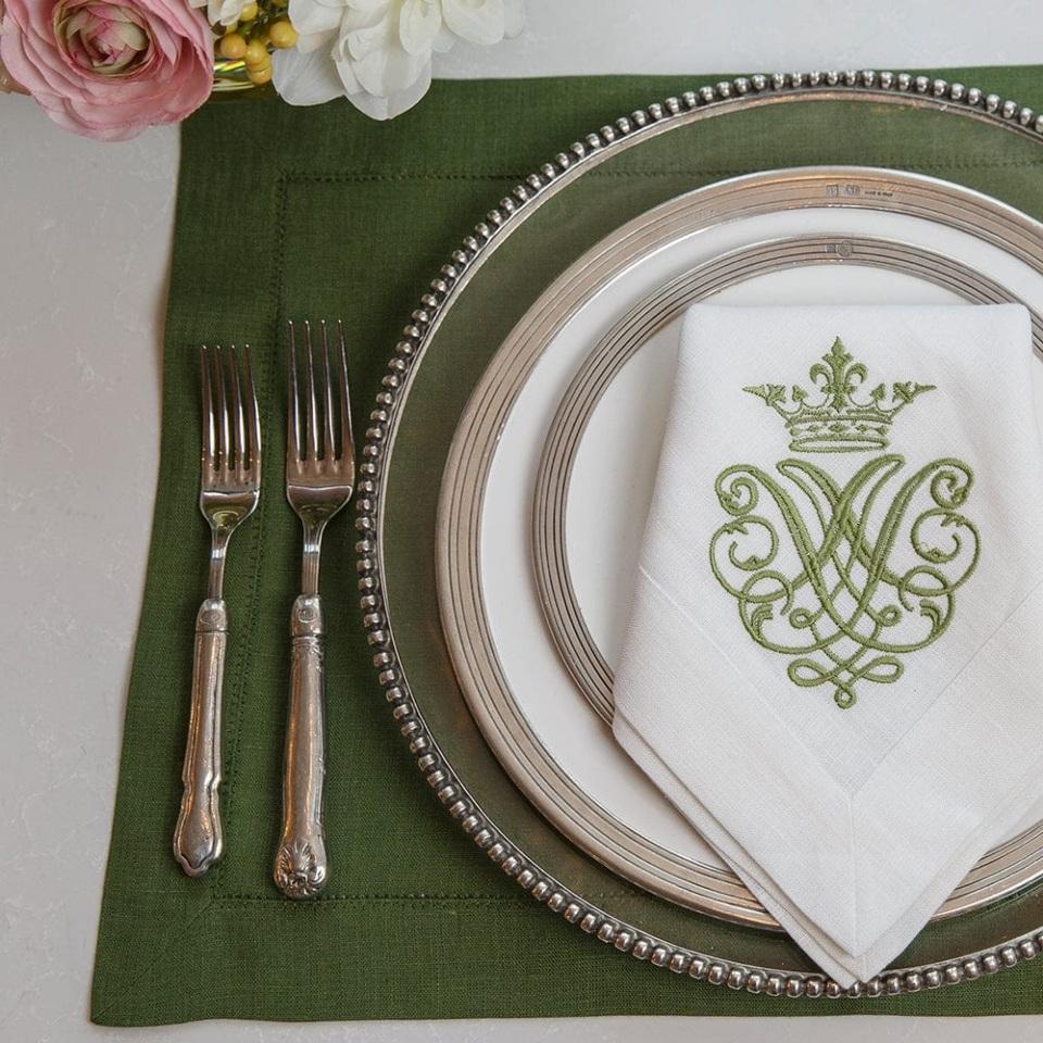 Hemstitch Linen Placemat, Evergreen