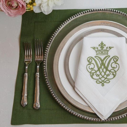 Hemstitch Linen Placemat, Evergreen