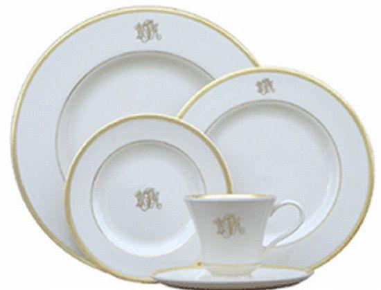 Signature Gold Ultra White Cup & Saucer Monogrammed