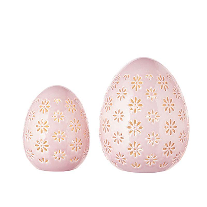 Porcelain Pink Lighted Egg-Large