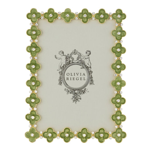 Gold Celadon Enamel Clover 5" x 7" Picture Frame