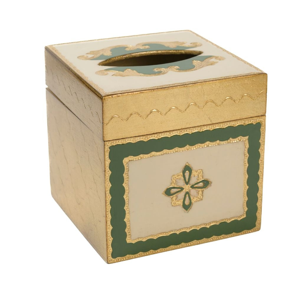 Florentino Baroque Wooden Tissue Box Cover Green - New