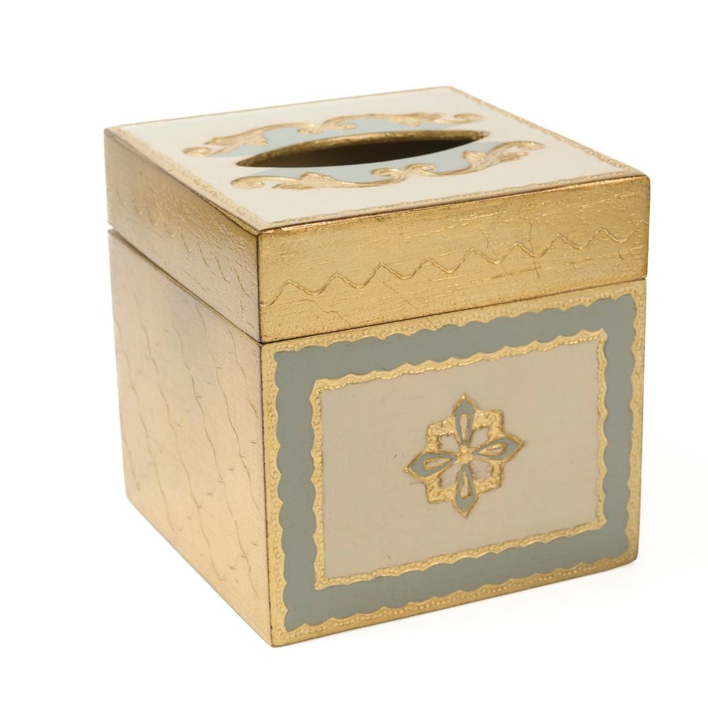 Florentino Baroque Wooden Tissue Box Cover Villa Blue - New