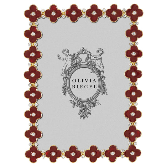 Gold Crimson Enamel Clover 5" x 7" Picture Frame