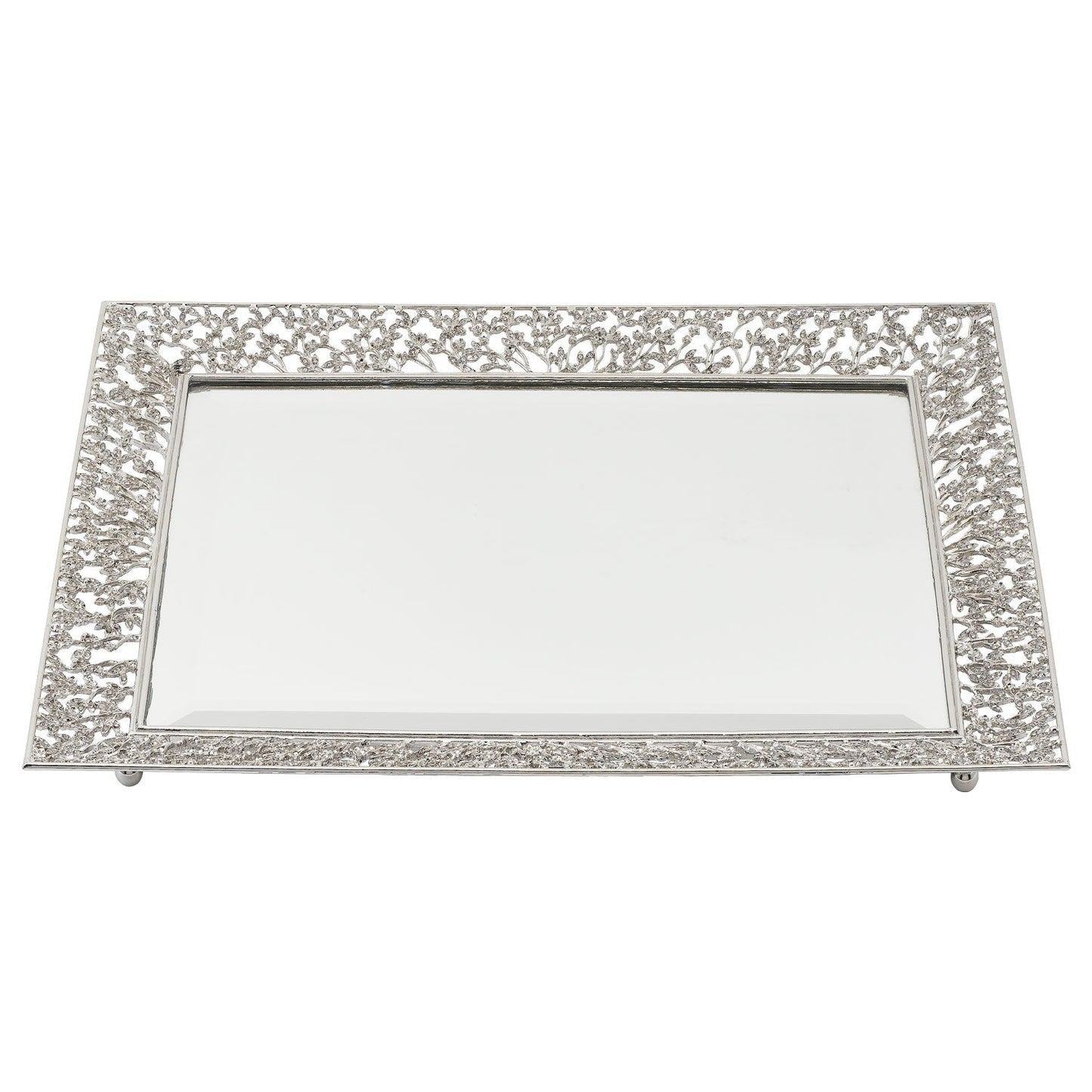 Isadora Beveled Mirror Tray - Silver