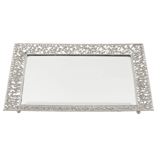 Isadora Beveled Mirror Tray - Silver