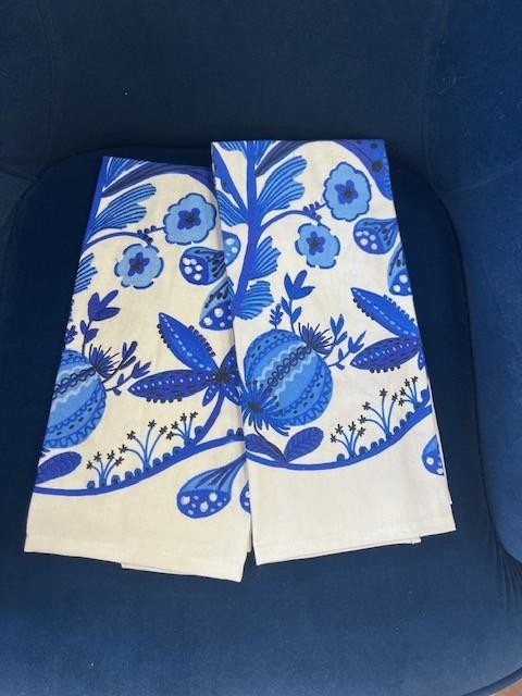 Blue and White Embroidered Dish Towel