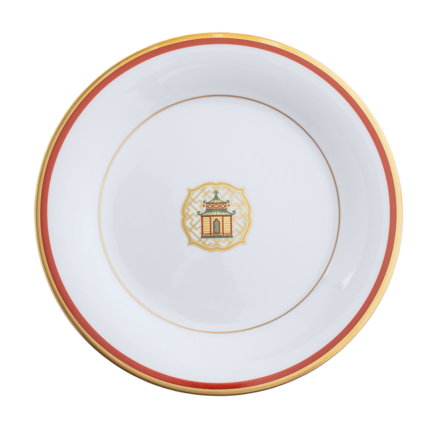 Motif in Center Well Salad Gold and Orange Band
