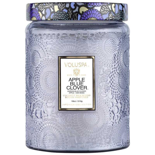 Apple Blue Clover Large Candle Jar