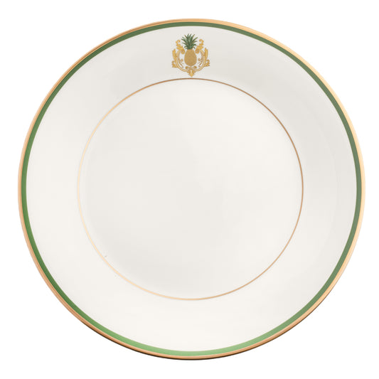 Motif on the Rim Green and Gold Band-Dinner Plate