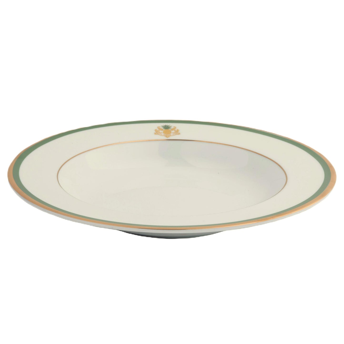 Soup Plate Gold and Green Band
