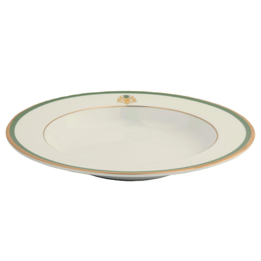 Soup Plate Gold and Green Band