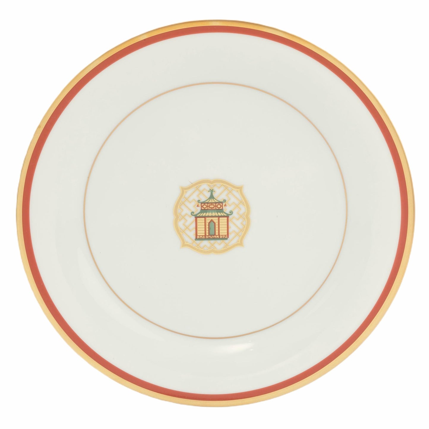Center Well Charger Plate Gold and Orange Band