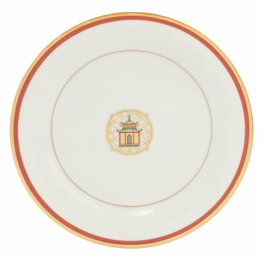 Center Well Charger Plate Gold and Orange Band