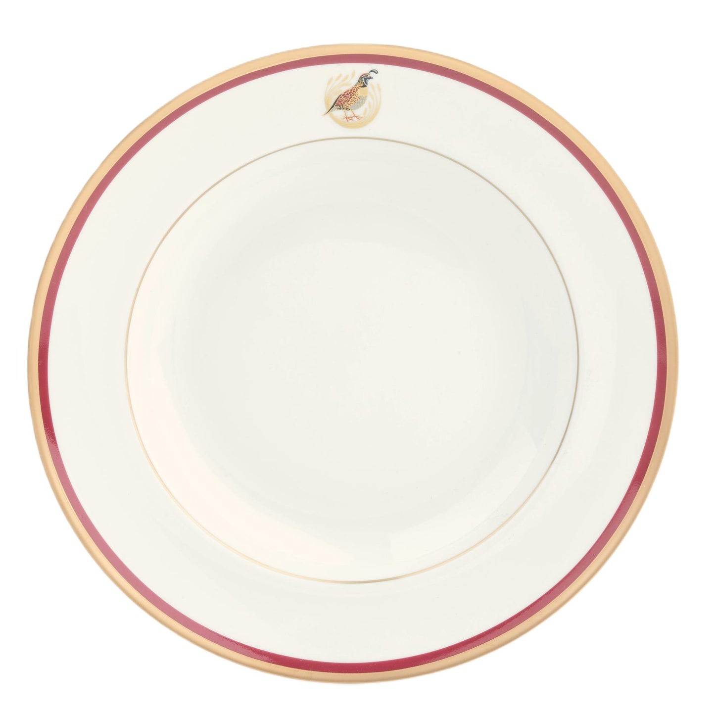 Motif On Rim Dinner Gold and Red Band