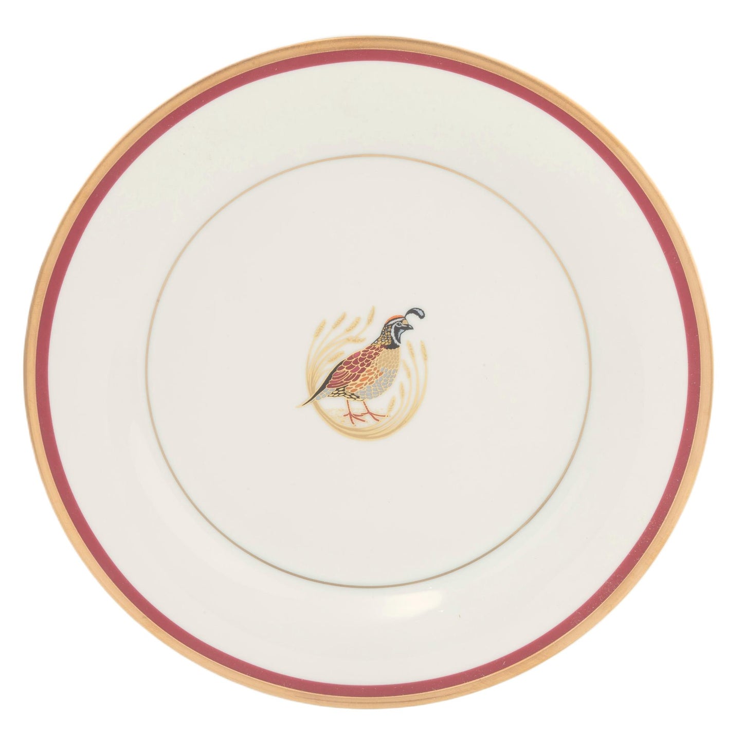 Motif on Center Well Bread & Butter Gold & Red Band
