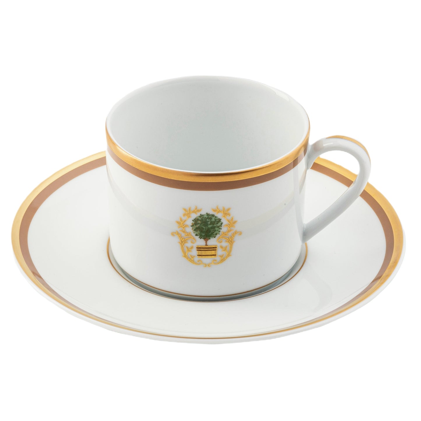 Teacup Saucer Gold and Brown Band