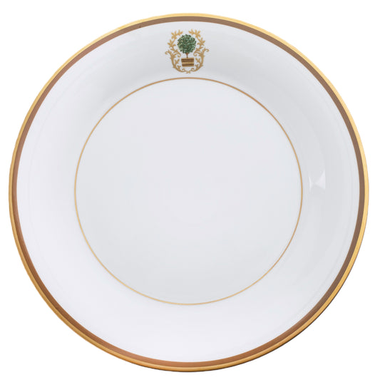 Motif On Rim Charger Plate Gold and Brown Band