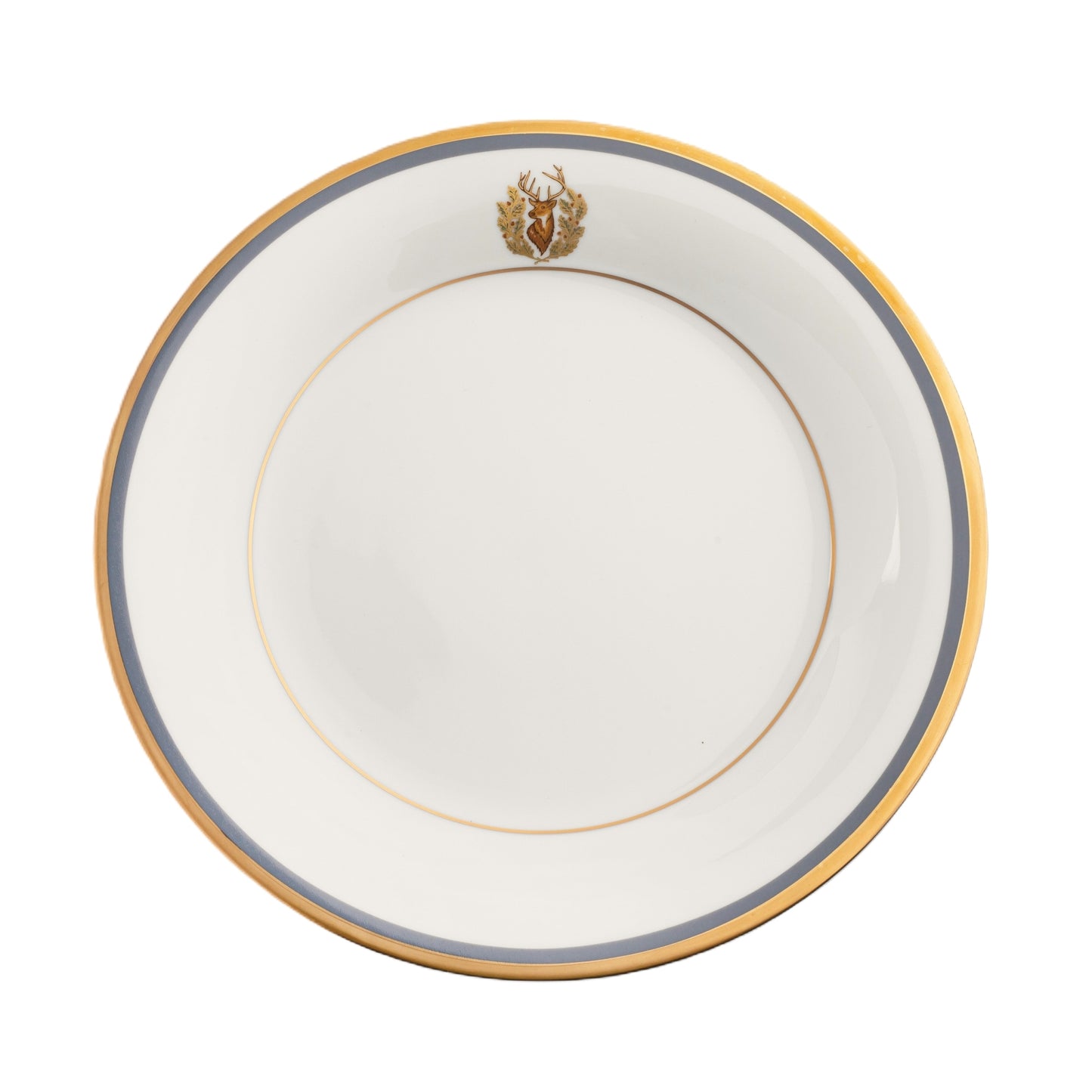 Motif On Rim Charger Plate Gold and Gray-Blue Band
