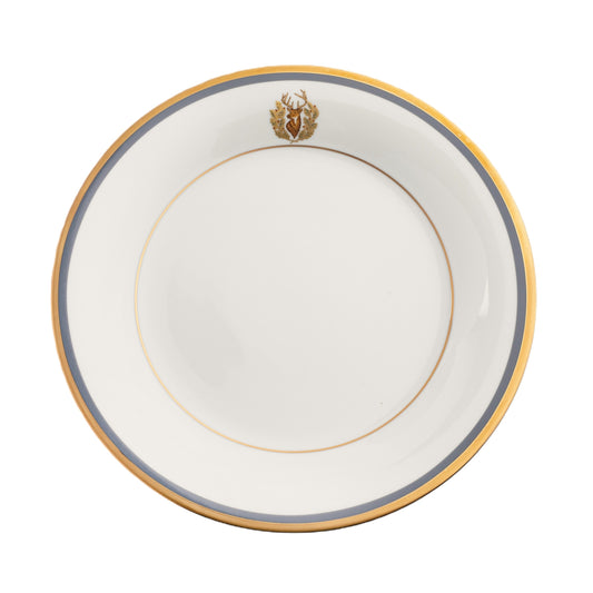Motif On Rim Charger Plate Gold and Gray-Blue Band