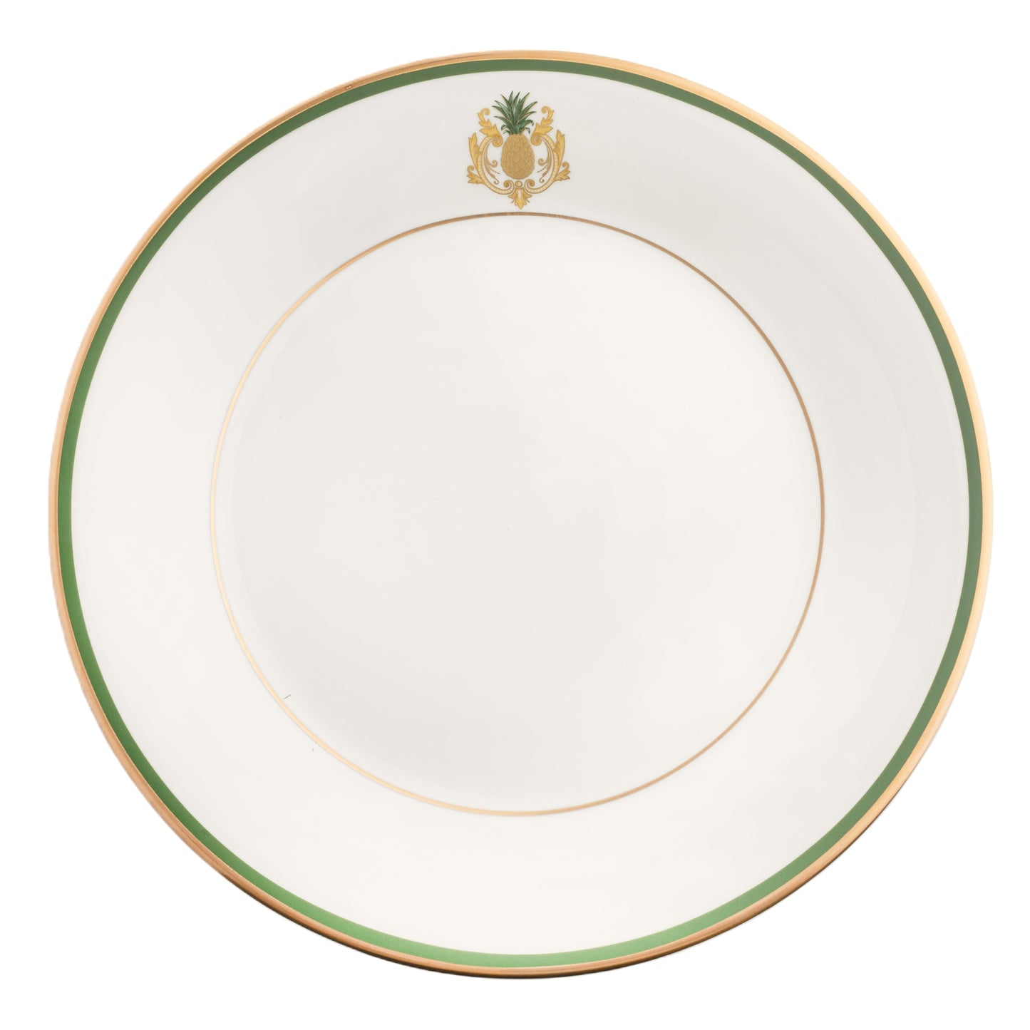 Motif On Rim Salad Gold and Green Band