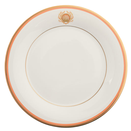 Motif on Rim Gold and Coral Band-Dinner Plate